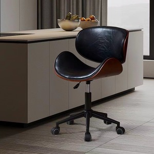 Chaise de bureau ergonomique moderne en cuir avec cadre métallique, dossier pivotant, hauteur réglable pour la maison, l'étude, le travail, les conférences - Product Image 2