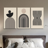 Peinture murale décorative simple et moderne de style nordique bohème, art mural, peinture de lignes décorative, peinture sur toile familiale, noir et blanc