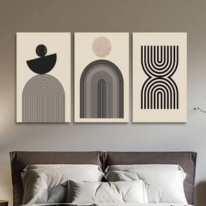 Đơn giản hiện đại Bắc Âu phóng túng tường trang trí bức tranh tường nghệ thuật trang trí dòng sơn gia đình vải sơn màu đen và trắng - Product Image 2
