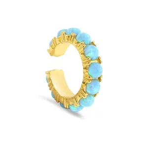 Gemnel fine jewelry manufacturers 925 sterling silver earrings gold plated opal ear cuff earrings for women