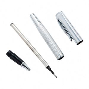 High Quality Luxury Custom PS-20250827-10 Full <b>Silver</b> Color Ballpoint <b>Pens</b> Custom Logo Chrome <b>Silver</b> Carved Designs Fashion - Product Image 6