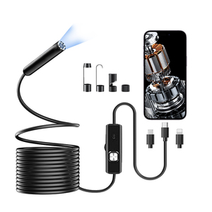 Endoscope industriel professionnel avec 8 lumières et câble semi-rigide de 8 mm pour réparation automobile et applications industrielles - Product Image 1