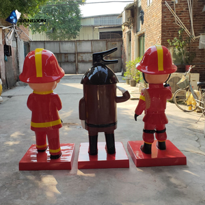 Exposição da segurança do fogo-Esculturas do bombeiro & do extintor da fibra de vidro com base vermelha para shopping centers & fábricas - Product Image 3
