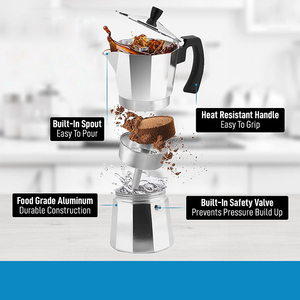 Venta caliente estufa clásica <span class=keywords><strong>cafetera</strong></span> espresso de aluminio <span class=keywords><strong>cafetera</strong></span> italiana Moka Pot 6 tazas <span class=keywords><strong>taza</strong></span> Moka de inducción - Product Image 4