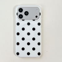 Coque de téléphone classique à pois noirs et blancs pour iPhone 17 16 15 Pro Max avec recharge magnétique sans fil