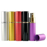 Flacon de parfum en verre à coque en aluminium, 5ml 10ml, multicolore, rond, avec pompe pulvérisatrice et diffuseur mat à vis, vente en gros à prix abordable