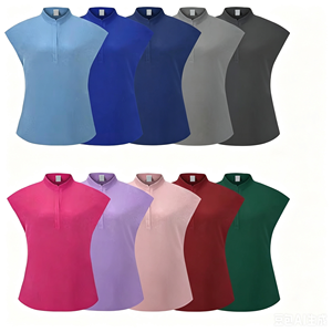 Blouse médicale à col montant, demi-fermeture, manches courtes, multipoches, extensible, uniforme médical OEM, pour infirmières de cliniques esthétiques et dentaires - Product Image 4