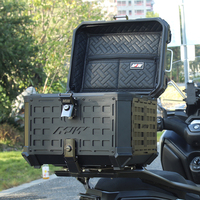 Coffre de moto en aluminium noir blindé détachable universel, étanche à la poussière et à l'eau, 45L, coffre de moto, top case