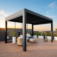 Bioklimatische Maßgefertigte Aluminium-Pergola Smart LED Verstellbares Dach Wasserdichter Umweltfreundlicher Outdoor-Pavillon Integrierte Wasserentwässerung