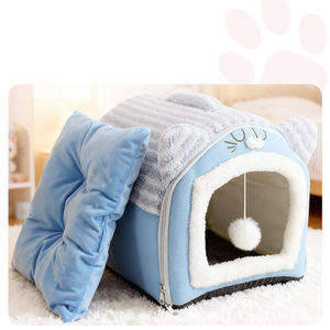 Nid douillet pour chat, chenil, lit pour animaux de compagnie, tente intérieure, nid chaud <span class=keywords><strong>en</strong></span> peluche, <span class=keywords><strong>panier</strong></span> avec coussin amovible, accessoire de voyage pour <span class=keywords><strong>chien</strong></span> - Product Image 3