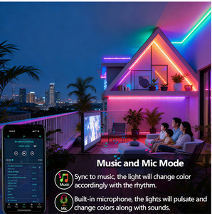 Bandes lumineuses LED d'extérieur étanches avec dos auto-adhésif IP68, bandes lumineuses LED d'extérieur avec application BT, synchronisation musicale RGB, ext. - Product Image 2