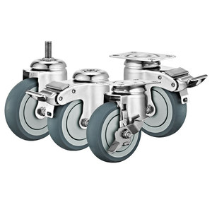<span class=keywords><strong>Ruedas</strong></span> de Acero Inoxidable de 3, 4 y 5 Pulgadas, Resistentes, con Freno Lateral Antirrobo, Silenciosas, para Carretillas de Mano y Carros de <span class=keywords><strong>Taller</strong></span> - Product Image 1