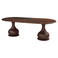 Table à manger extensible moderne de luxe en placage de noyer avec piétement en vase, écologique, imperméable, pour usage hôtelier, en MDF