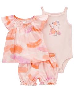 Set di 3 Pezzi di Abbigliamento Estivo <span class=keywords><strong>per</strong></span> Bambine, Tutina Stampata a Maniche Corte da 0 a 2 Anni, <span class=keywords><strong>Vestiti</strong></span> in Cotone <span class=keywords><strong>per</strong></span> Neonate - Product Image 2