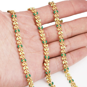 Stainless Steel Enamel Leaf Chain Green Mixed Colors <b>Red</b> Mixed Colors For <b>Bracelet</b> Making H1359 - Product Image 2