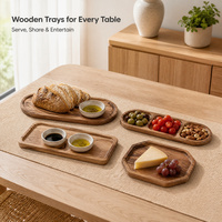 Plateau de service en bois d'acacia, mini plateau à café et thé, plateau à collation écologique, assiette de présentation en bois – Vente en gros