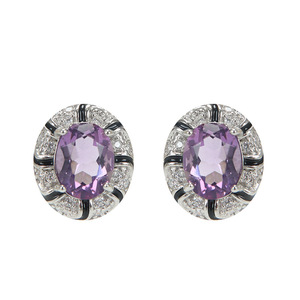 Trending Natural <b>Stone</b> 6*8mm Oval cut Amethyst Stud Earrings 925 Sterling Silver Colored Gemstone Jewelry - Product Image 1