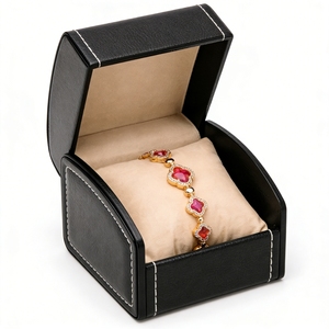 Handmade Bracelet Box Custom Shape Faux Leather Jewelry Gift Box Custom Bracelet Pillow Foil Stamping Custom Logo Factory Direct - Product Image 4