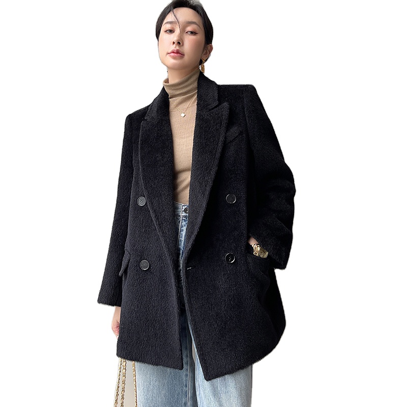 Fashion design high quality Popular design Casualsimplicity Alpaca hair Brief paragraph fit suit plush wool coat Regular sleeves