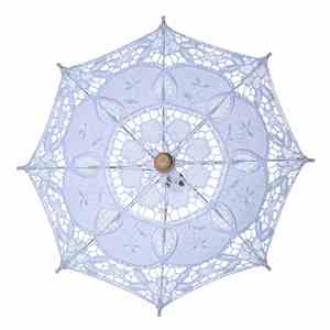 Parasol en dentelle populaire avec manche en bois, fournitures promotionnelles pour fêtes, mariées et occasions spéciales - Product Image 2
