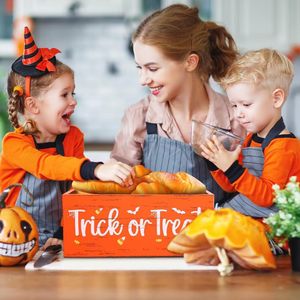 กล่องเก็บขนมฮาโลวีนไม้ทรงสี่เหลี่ยม กล่องตกแต่งโต๊ะทำงานพร้อมดีไซน์ Trick Or Treat และ Boo - Product Image 3