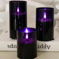 Bougies LED sans flamme à piles, couleur violette, avec télécommande et minuterie, pour la décoration de la maison et Halloween