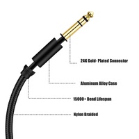 Câble Instrumental Coaxial TRS 6,35 mm (1/4 pouce) Plaqué Or en PVC, Angle Droit, Faible Bruit, Audio Équilibré pour Guitare, Basse, Haut-parleur, Piano