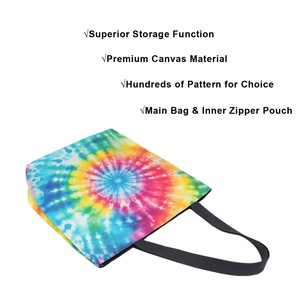 Sacs de shopping en toile écologiques pour femmes, design tie-dye réutilisable, impression personnalisée, style de vie, avec poche intérieure - Product Image 2