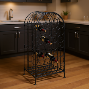 Porte-vin en métal pour 35 bouteilles, design vintage, fer durable, style rectangulaire classique, pour la maison, le bar ou les fêtes - Product Image 2