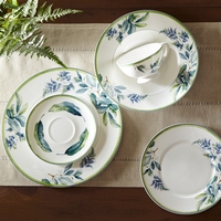Service de table, vaisselle verte en céramique, motifs floraux, tasses et assiettes en porcelaine, 1 pièce