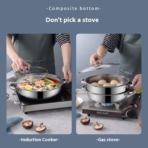 Yolecen Nồi hấp súp bằng thép không gỉ dày nồi cảm ứng Nồi lẩu một lớp hai lớp đa chức năng xuyên biên giới - Product Image 2