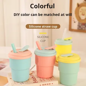 Nouveau couvercle de tasse à paille en silicone tendance, isolation thermique, portable, qualité alimentaire, pour enfants, bébés, type paille, café applicable - Product Image 3