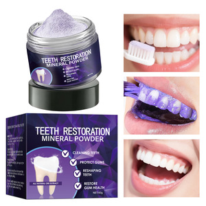 Poudre blanchissante <span class=keywords><strong>dentaire</strong></span> minérale <span class=keywords><strong>pour</strong></span> le nettoyage buccal, la protection des dents, la restauration et l'élimination des taches dentaires, <span class=keywords><strong>pour</strong></span> une haleine fraîche, couleur violette - Product Image 1