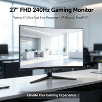 Moniteur de jeu FHD 27 pouces 240Hz VA 1ms FreeSync DP VESA avec cadre fin, écran LED, contraste 3000:1 pour la maison, le bureau et l'ordinateur