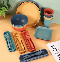 Ensemble de vaisselle en plastique léger sans BPA vaisselle en paille de blé y compris assiettes bols tasses pour les fêtes