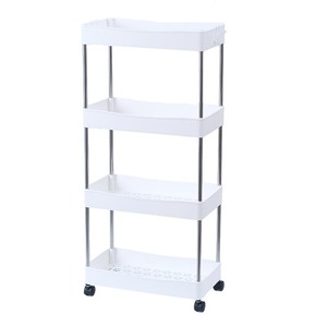 Chariot de rangement étroit à 4 niveaux en PP écologique, étanche, avec étagères coulissantes et support amovible - Product Image 6