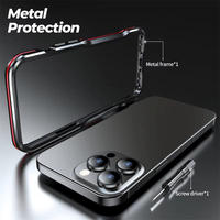 Étui de protection antichoc en métal et silicone Luphie Sports pour 16/15/14/13/12/11 Pro Max/12 Mini/15 Pro avec cadre en aluminium