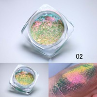 Vente en gros Nouveau Nail Art Poudre caméléon Iridescent Néon Couleur changeante Brillance Bling Bling Maquillage Fard à paupières Aurora Poudre pour ongles