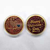 Pièce de monnaie en métal en gros, en fer, argentée, avec motif 3D en relief « Je t'aime », pièce de monnaie dorée pour cadeau de Saint-Valentin à votre bien-aimé