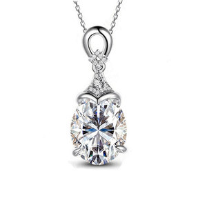 VVS <b>D</b> GRA 3 Carat Oval Cut Moissanite Solitaire Pendant diamond Copper 14K Gold Filled <b>Necklace</b> couples jewelry For Gift - Product Image 1