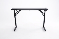 Bureau de jeu en fibre de carbone en forme de Z GFRUN GF-D10 avec éclairage LED RVB 8 couleurs, cadre en acier, épaisseur 1,8 cm, porte-gobelet ABS écologique et durable