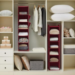 Organisateur de placard suspendu à 6 étagères, étagères de rangement rouge foncé pour chambre à coucher, dortoir, chambre d'enfants, type crochet, design contemporain - Product Image 2