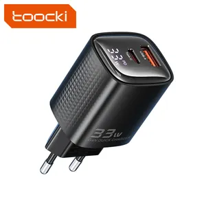 Toocki gan led affichage multi-ports charge rapide USB type-c PD 33W chargeur pour téléphone pd 33w chargeur prise boîte