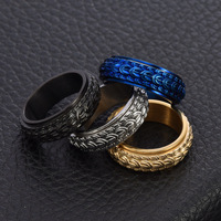Cool Creative 8MM En Acier Inoxydable Rotatif Anneaux Dragon Échelle Anneau À La Mode Gemstone Mariage Fiançailles Anniversaire Fête Cadeau