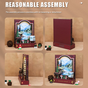 OCHOICE ชุดประกอบฉากหนังสือธีมภูเขา ป่า กวาง พร้อมไฟ LED ของตกแต่งจิ๋ว DIY สำหรับผู้ใหญ่ ตัวต่อไม้ 3 มิติ  ขั้นต่ำในการสั่งซื้อ 1 ชุด - Product Image 5