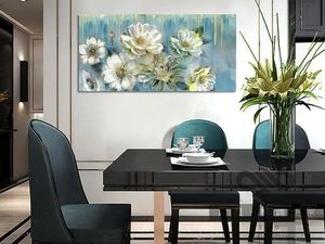 Quadro su Tela con Fiori di Magnolia Bianchi, Stampa UV a 12 Colori, Arte Moderna <span class=keywords><strong>Turchese</strong></span>, Decorazione Murale Originale per Bagno, Camera da Letto, Sala da Pranzo - Product Image 3