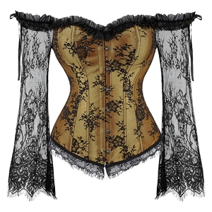 Conjunto de Corsé con Mangas de Encaje y Hombros Descubiertos para Mujer, con Falda Larga de Tul, Estilo Vintage Floral, para Bodas y Fiestas, Venta al Por Mayor de Fábrica - Product Image 1