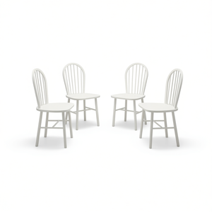 <b>White</b> Solid Rubber Wood <b>Dining</b> <b>Chairs</b> <b>Set</b> <b>Of</b> <b>4</b> Standard Durable Design Modern Home Furniture - Product Image 1