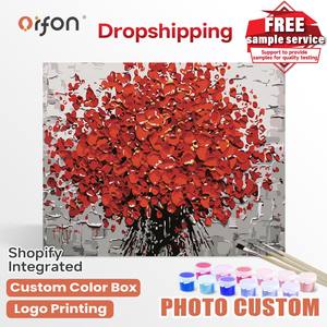 Kits de peinture par numéros DIY Orfon Factory Drop Shipping - <span class=keywords><strong>Arbre</strong></span> fleuri <span class=keywords><strong>rouge</strong></span> vif, décoration d'intérieur, fournitures artisanales - Product Image 1