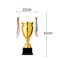 Vente en gros sur mesure Trophée du championnat en métal doré pour les activités sportives des clubs Trophées génériques avec base noire